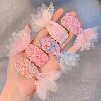 Блестящие заколки для волос в виде принцессы-русалки с пайетками, милые заколки для волос с героями мультфильмов для маленьких девочек, аксессуары для головных уборов фиолетовый