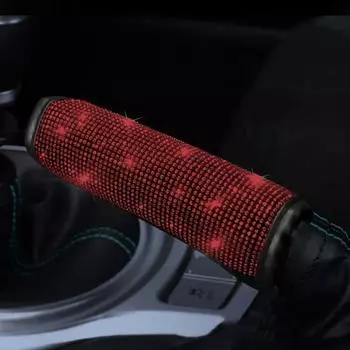 Блестящие женские автомобильные аксессуары для девочек, ручной тормоз, переключатель передач, зеркало заднего вида, подлокотник, накладка на плечо, набор украшений из красных страз