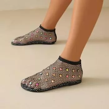 Блестящие женские сандалии со стразами, мягкие, с полой подошвой, летние прозрачные пляжные туфли, женские сандалии класса люкс из сетчатой ткани, размер плюс 43 36