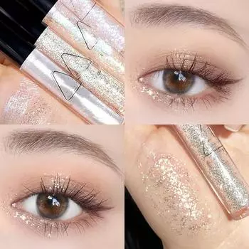 Блестящие жидкие тени для век Galaxy, осветляющая подводка для глаз шелкопряда для блестящего макияжа глаз, женские осветляющие слезоточивые жидкие тени для век