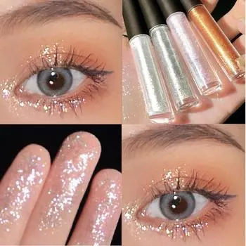 Блестящие жидкие тени для век, макияж для глаз, жемчужный хайлайтер, супер блестящие тени для век, осветитель, блестящая косметика для макияжа