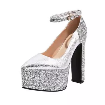 Блестящие золотистые, серебряные женские туфли на высоком каблуке 15 см, весенне-осенние новые пикантные непромокаемые женские туфли на платформе для банкетов и вечеринок, размер 32-43 42