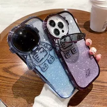 Блестящий 3d чехол для телефона космонавта для Iphone 14pro Max 11 12 13 Pro Max 14 Plus противоударная подставка для защиты камеры задняя крышка For iPhone 14Plus