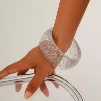 Блестящий акриловый браслет в стиле ретро, уникальное нестандартное широкое кольцо на руку для женщин бежевый