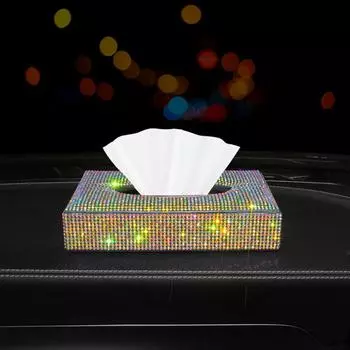 Блестящий алмазный кристалл автомобильная коробка для салфеток кожаный автомобильный подлокотник тип бумажной коробки держатель чехол лоток автомобильные аксессуары для домашнего офиса