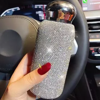 Блестящий алмазный стакан, термокружка с трубочкой, бутылки для сока Drinkwar, термокружка из нержавеющей стали, подарки для девочек на вечеринку 260ml фиолетовый