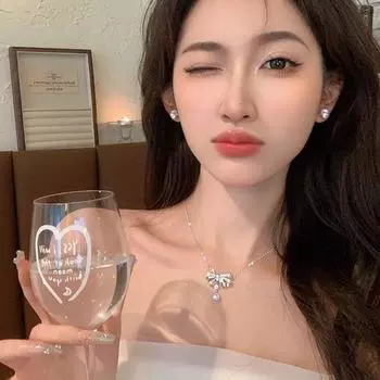 Блестящий бант-узел циркон ожерелье шарм кулон для женщин девочек подвески ключицы цепочка ювелирные изделия для вечеринок подарки