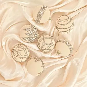 Блестящий бархатный рождественский шар-подвеска, флокированная рождественская елка, подвесные украшения для дома, подарки на Новый год бежевый