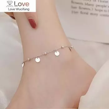 Блестящий браслет на щиколотку из стерлингового серебра 925 пробы с круглыми бусинами для женской модной обуви, аксессуаров и украшений