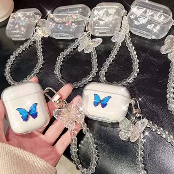 Блестящий браслет с милой бабочкой, милый беспроводной Bluetooth чехол для наушников для Apple Airpods 1 3 Pro 2nd 2, чехол For Airpods 1 2