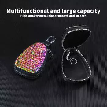 Блестящий брелок для ключей с бриллиантами и кристаллами, чехол для хранения ключей, чехол для ключей, кошелек, блестящий автомобильный декор, автомобильные аксессуары для женщин и девочек чёрный