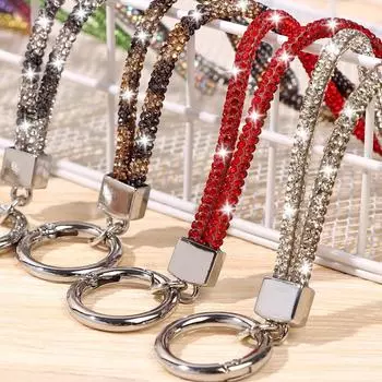 Блестящий брелок со стразами, подвесной шнурок для телефона, шнурок для телефона с кристаллами, цепочка, ремни для подвешивания фиолетовый