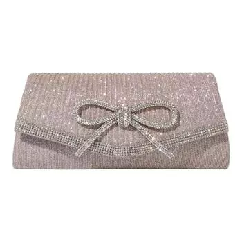Блестящий бриллиантовый кошелек для женщин, свадебная вечеринка, выпускной, клатч, высококачественная вечерняя сумочка с бантом, евро-американские роскошные шикарные сумки-хобо со стразами чёрный
