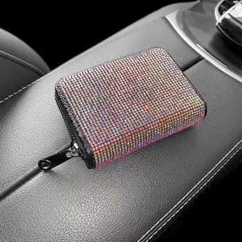 Блестящий бриллиантовый кристалл автомобильный пакет удостоверения личности держатель водительских прав сумка на молнии автомобильные аксессуары салон для женщин чёрный