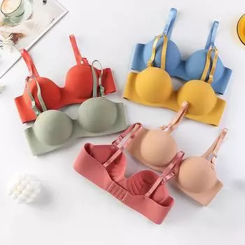 Блестящий бюстгальтер для маленькой груди без стального кольца, собранный в складку, женский цельный бюстгальтер, не оставляющий следов 32/70 серый