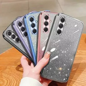 Блестящий чехол 2 в 1 с покрытием для Samsung Galaxy A54 A34 A24 A14 A15 A05 A04 A53 A52 A23 A13, силиконовая блестящая защитная задняя крышка Samsung Galaxy S20 чёрный