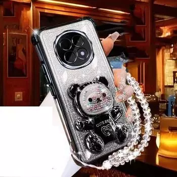 Блестящий чехол-браслет с подставкой в виде медведя для Huawei Pura 70 Pura70 Ultra P60 P50 P40 P30 Lite P30 Pro с ремешком, противоударный HUAWEI P60