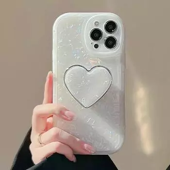 Блестящий чехол-держатель в виде ракушки мечты с сердечком для iPhone 15 14 13 12 11 Pro Max 7 8 Plus XS X XR SE Mini, мягкий чехол-бампер For iPhone SE 2022