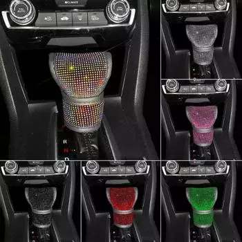 Блестящий чехол для рычага переключения передач автомобиля, кожаный чехол для ручки переключения передач автомобиля, универсальные хрустальные стразы, автомобильные аксессуары для женщин чёрный
