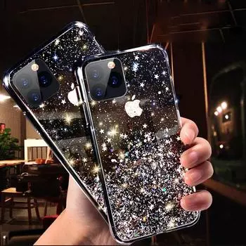 Блестящий чехол для телефона Iphone 11 12 Pro Max Xr Xs Max X 7 8 6s Plus, мягкая силиконовая прозрачная задняя крышка для Iphone 13pro for iPhone XS