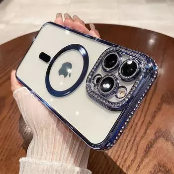 Блестящий чехол для телефона с беспроводной зарядкой и бриллиантами для Iphone 14 13 12 11 Pro Max 14 Plus 14pro, прозрачный противоударный силиконовый чехол-бампер For iPhone 14Plus