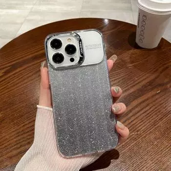 Блестящий чехол для телефона с градиентом для iPhone 13, чехол для iPhone 14 15 Pro 11 12 Pro Max, роскошный противоударный мягкий силиконовый чехол с большим окном For iPhone 12