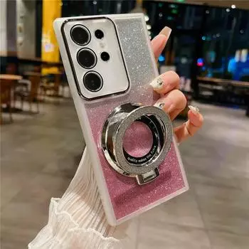 Блестящий чехол для телефона с магнитной подставкой для Samsung A73 A53 A52 A54 A55 A72 A32 A22 A34 A12 A13 A15 5G, мягкий силиконовый чехол For Samsung A15