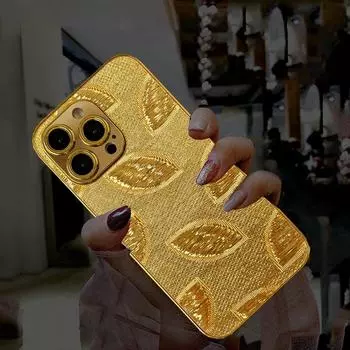 Блестящий чехол для телефона с позолотой и листьями для iPhone 15 14 13 12 11 Pro Max 14 15 Plus, защита объектива камеры, мягкая задняя крышка из ТПУ For iPhone 11 Pro Max