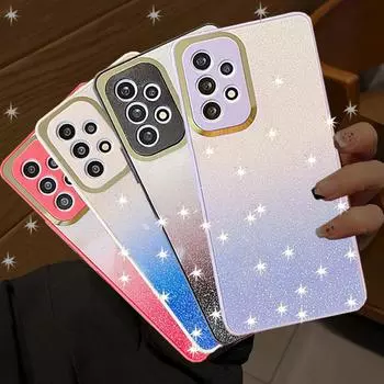 Блестящий чехол с градиентом для Samsung Galaxy A54 A14 A23 A33 A53 A73 A13 A32 A52 S21 S22 S23 Xiaomi Redmi Note 11 iPhone 15 14 13 12 Pro Max For Samsung Galaxy A14 розы красного