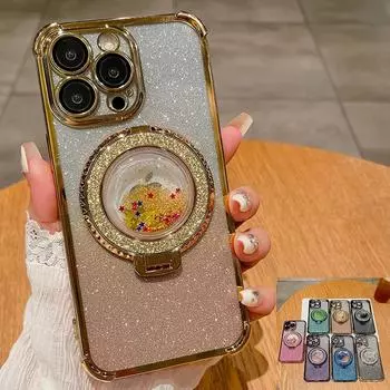 Блестящий чехол с кольцом и подсветкой для iPhone 15 14 Plus 13 Pro Max 12 11 Max, роскошный модный противоударный чехол с кронштейном для мобильного телефона For iPhone 11