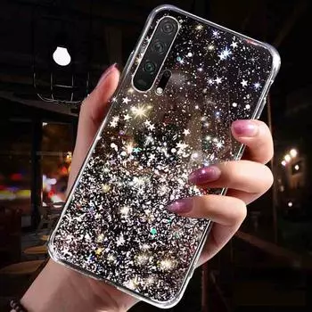 Блестящий чехол со звездами для девочек для Samsung A31 A51 A32 A52 A12 A10 A14 A34 A54 A13 A33 A53 S20 S21 S22 Plus Honor 10i 8A Redmi Note 11 10 Pro 8 10C 9 12C 9C Redmi 7A чёрный