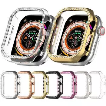 Блестящий чехол, жесткий бампер для ПК, защитный чехол с бриллиантами для Apple Watch Series 10 42MM/46MM, аксессуары 42mm