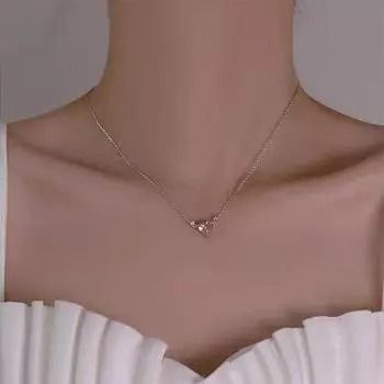 Блестящий циркон розовое сердце ожерелье кулон для женщин девочек вечерние украшения подвеска ожерелье ключица цепочка подарки