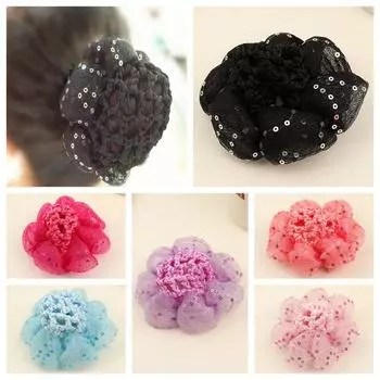 Блестящий детский пучок сетка кристалл балетный пучок снуд модный цветок сетка сетка для волос вечеринка a-bow