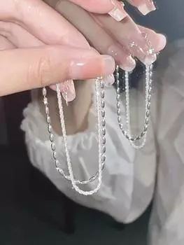 Блестящий двухслойный серебряный браслет в виде фасоли, женский цыганский простой повседневный темпераментный покрытый серебром 925 пробы ювелирные изделия для рук