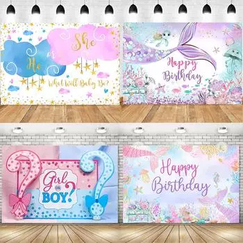 Блестящий фон на тему русалки для фотосъемки, декор для детского душа, фон для фотосессии, декор для дня рождения девочки