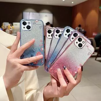 Блестящий гальванопокрытие секретный сад для iPhone14Pro чехол для мобильного телефона Apple 13 стразы женские 12 наборов X iPhone15 розовый