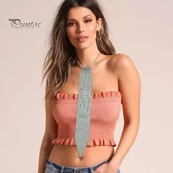 Блестящий галстук со стразами, плоская сетка, металлические ремешки, блестящий галстук, рождественский подарок, реквизит для вечеринок и фотосъемки белый