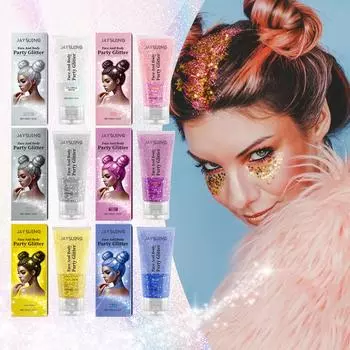 Блестящий гель с пайетками, натуральный трехмерный хайлайтер для тела, вечеринка, оргия, многоцветный по желанию