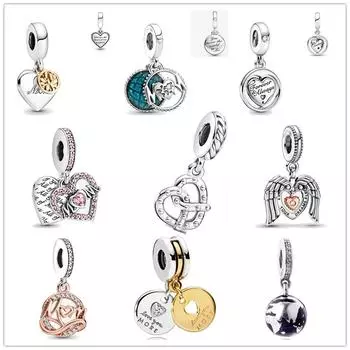 Блестящий глобус в форме сердца и мамы, подвесные бусины для мамы, подходят для оригинального модного браслета, ювелирные изделия своими руками для женщин