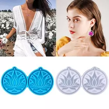 Блестящий глянцевый брелок в форме лотоса, силиконовая форма из эпоксидной смолы, серьги, подвеска, ювелирные изделия для подарка на День святого Валентина, ремесло синий