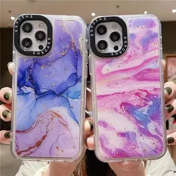 Блестящий градиентный чехол из золотой фольги с мрамором для телефона Iphone 13 Pro Max 12 11 Xs Max Xr X 13pro, противоударный мягкий чехол-бампер For iPhone X or XS