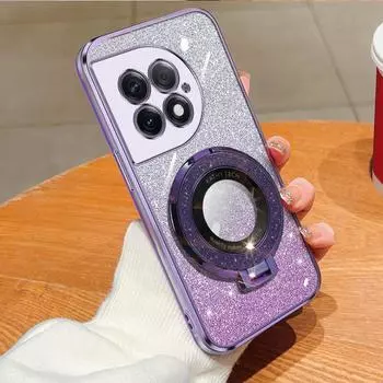 Блестящий хромированный чехол TPU с магнитным кольцом-держателем, чехол TPU Gel для OnePlus Ace 3 2V Ace Pro For OnePlus Ace 2 чёрный