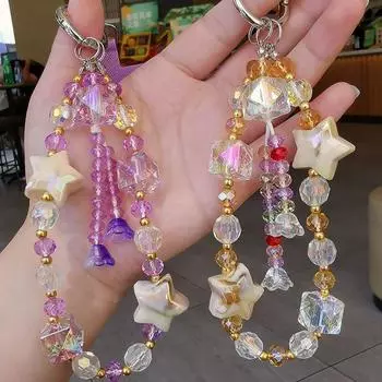 Блестящий хрустальный ремешок для телефона, необычная подвеска для сумки, изящный бисерный ремешок для телефона для девочки Style B