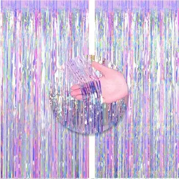 Блестящий красочный шелковый занавес для вечеринки с дождем, украшение в виде русалки, лазера, для девочки, на день рождения, на свадьбу, одноразовые принадлежности для оформления A1*2.5M