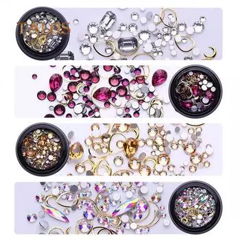 Блестящий кристаллический камень, геометрический металлический дизайн ногтей, 3D-украшение, маникюр, косметический инструмент, уход за ногтями Clear