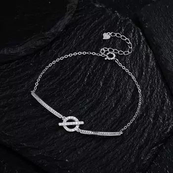 Блестящий круглый муассанит из стерлингового серебра S925, ювелирные изделия высокого класса, легкие, роскошные, нишевые, простые, изысканные, темпераментные, стиль Ins, браслет 925 Silver