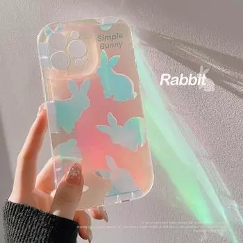 Блестящий лазерный мультяшный кролик, силиконовый мягкий чехол для телефона для Iphone 11 12 Promax 14 Pro Max Plus 13promax, задняя крышка с милым кроликом, капа For iphone 13
