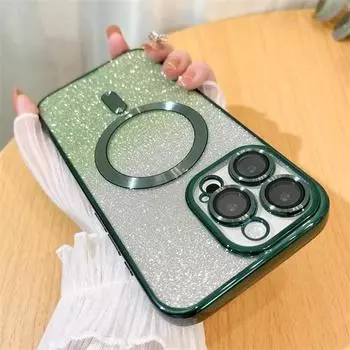 Блестящий магнитный чехол для iPhone 15 14 13 12 11 Pro Max 14 Plus Magsafe, мягкий блестящий цветной чехол для беспроводной зарядки for iphone13 Pro(6.1 )
