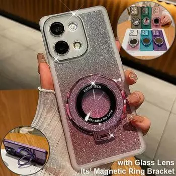 Блестящий магнитный держатель силиконовый чехол для Redmi 13C 12C 12 10 10C 10A 9 9C 9A Redmi Note 13 12 11 10 Pro 9s Xiaomi 11 12 13 Pro POCO X3 X6 Pro M4 Pro Redmi 10 4G/10 2022 чёрный